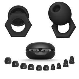 Ear Plugs for Sleeping Noise Cancelling,Reusable Silicone Earplugs with Carrying Case,Ear Plugs for Noise Reduction for Sleep,Noise Sensitivity,Travel,Focus - 5 Pairs Ear Tips in S/M/L