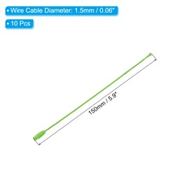 [PATIKIL] 10PCS 150mm Length Wire Keychain Cable Stainless Steel Key Ring Loop for Luggage Tag Cable Ring Light Green