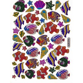Fish Fish Animals Colourful Sticker Set 48-Piece 1 sheets 135 mm x 100 mm Stickers Crafts Children Party Metallic Look