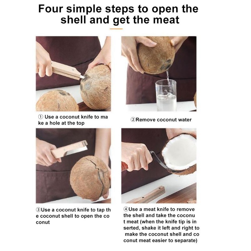 Coconut Opener and Coconut Meat Remover Coconut Cutter Set Kitchen