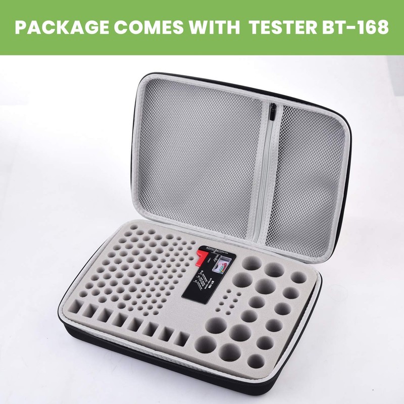 Battery Organizer Storage Holder Case Box with Tester Checker BT-168.