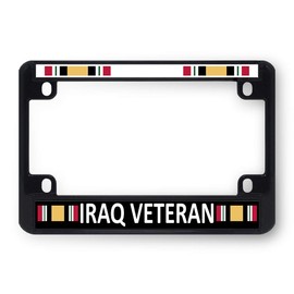Sign Destination Metal Bike License Plate Frame Iraq Veteran Motorcycle Tag Holder Black 4 Holes One Frame