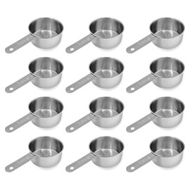 1/3 Cup Stainless Steel Measuring Cup | Sturdy Metal 80 ml | 80 cc | 3 oz | Single Cup for Wet and Dry Ingredients | Great for use as 1/3 Cup Dog Food Scoop - 12 PK