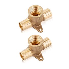 (Pack of 2) EFIELD 3/4" Pex X 3/4" Pex X 1/2" Female NPT Threaded Drop-ear Tee, Lead Free Brass Crimp Fitting- 2 Pieces