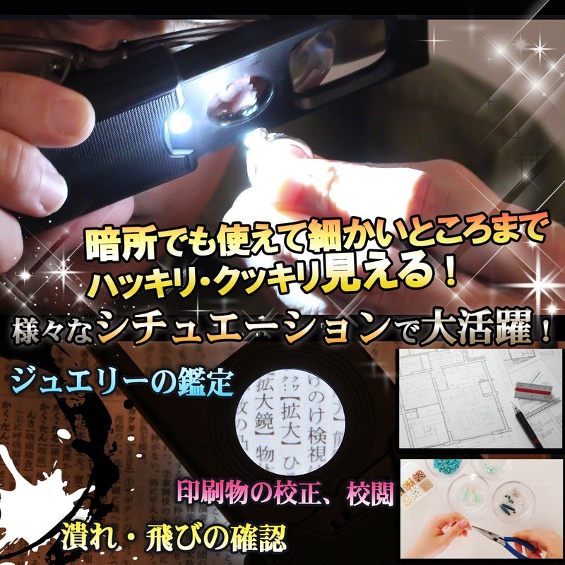 Phoenix Card Pocket Magnifier Portable Drawer LED Light with Black