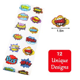 600 PCS Hero Stickers Hero Stickers Roll Hero Themed Stickers Hero Themed Party Decorations Stickers for Creative Scrapbooks Party Favors and Children's Rewards 12 Hero Designs