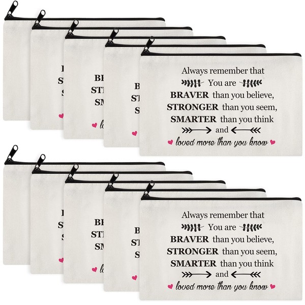 Saintrygo 10 Pieces Inspirational Cosmetic Bag for Girls Women Makeup