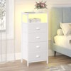 sthmec Nightstand with Charging Station,LED White Nightstand with 4 Fabric
