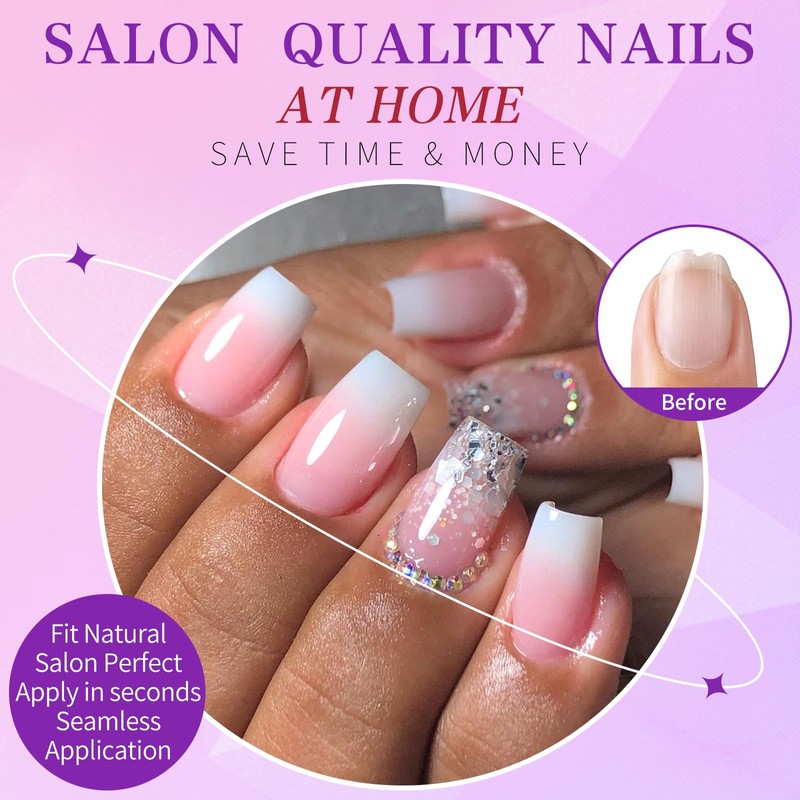 Lifextol 120PC Ombre Coffin Press on Nails Medium Fake Nails