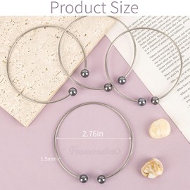 Framendino, 12 Pack Ball Opening Adjustable Wire Blank Beadable Bracelet Expandable Cuff for Crafting DIY Jewelry Making Grey