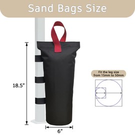 Canopy Weights Set of 4，Heavy Duty Canopy Weight Bags (120 lbs) for Ez Pop up Canopy Tent Outdoor Instant Canopies, Set of 4, Black Red Handle (Without Sand)