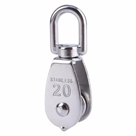 ExcInter Single Pulley M20 Steel Wheel Block Heavy Duty Pulley Roller Loading 304 Stainless Silver