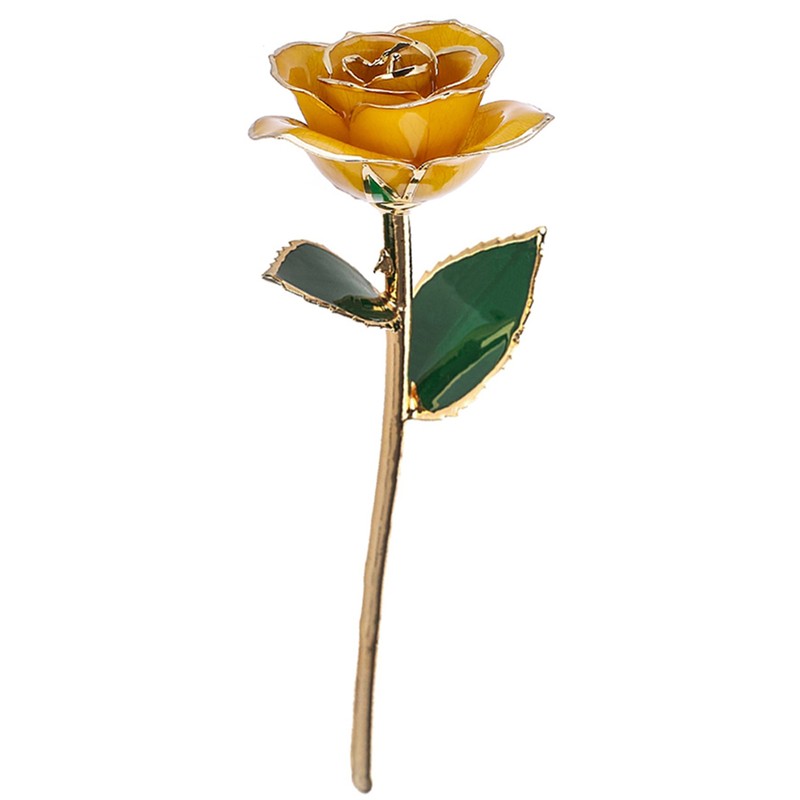 24K Gold Plated Real Rose Yellow Rose with Base Valentine's