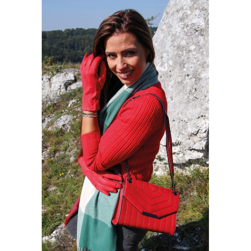 styleBREAKER Women's Shoulder Bag with Decorative Stitching and Chain Shoulder