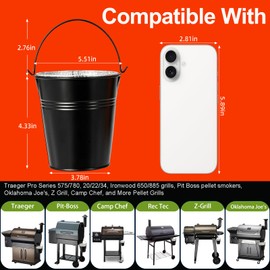 Grease Liners and 1 Pack Black Grease Bucket for Traeger Grill - Drip Tray Liner Grill Accessories for Traeger Pro Series 575/780, 20/22/34, Ironwood 650/885 Grills, Pit Boss Pellet Grill Smoker