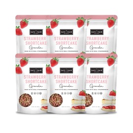 Safe + Fair Strawberry Shortcake Granola - Gluten-Free, Dairy Free and Vegan Breakfast, Snack or Dessert - Free From Top 9 Allergens, Trans Fat and Artificial Ingredients – Non GMO, 12oz, 6 Pack