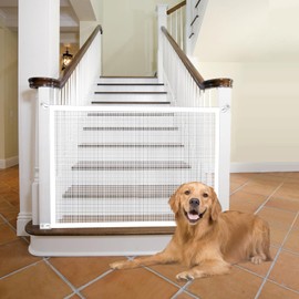 Cupount Baby Gate for Stairs - Dog Gate Indoor Mesh Pet Gates for Doorways (White, 30" H x 34" W)