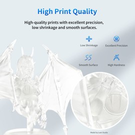 ANYCUBIC 3D Printer Resin Bundle, 405nm SLA UV-Curing Resin with High Precision and Quick Curing & Excellent Fluidity for LCD 3D Printing (4Packs*1kg Clear, 4kg in Total)