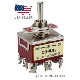 XURUI HEAVY DUTY DPDT  MOMENTARY~ OFF~ LATCHED - SCREW TERMINAL TOGGLE SWITCH (33BF-1)