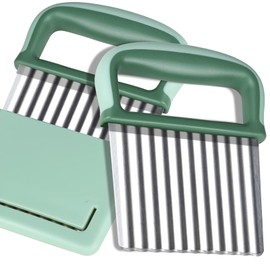 Crinkle Cutter, HNYYZL Wavy Crinkle Cutter Stainless Steel 2 PCS, Wavy Knife Crinkle Wavy Chopper Cutter, Cutting Tool for Veggies, French Fry Potatoes