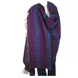 TDbN | Tribal Designs by Neela Throw / Wrap | Yak + Sheep Wool Blend | Nepal | Handmade | Tribal Design |Purple