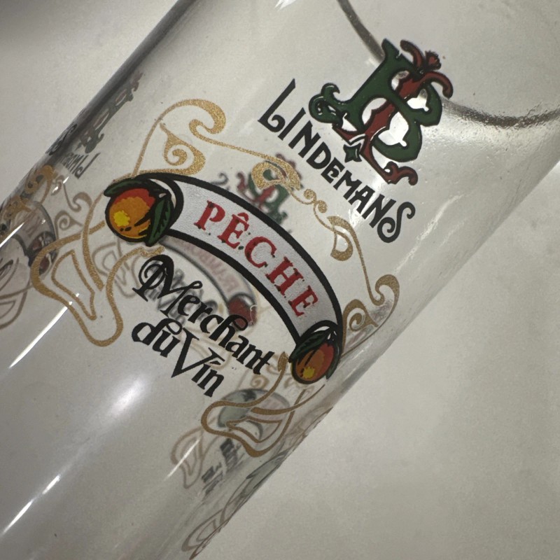 Lindemans Lambic Fluted Gold Rim Fruit Glass w Framboise Peche