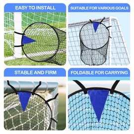 Zequech 2 Pieces Socket Top Bins Target Net for Football Goal Training - Aids for Corner, Free & Long - Range Shots. Buckle - Adjustable Rope Strap,Black Bullseye for Precise Training