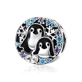 Penguin Family Winter Collection 925 Sterling Silver Penguin Family Beads Animal Charms Fit Charm Bracelets & Necklaces Jewellery