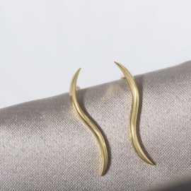 S.Leaf Pendientes delicados de escalador de plata de ley para mujer Oro