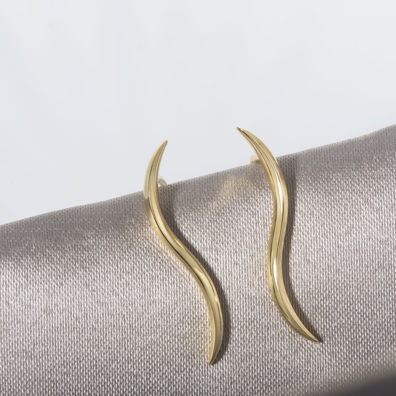 S.Leaf Pendientes delicados de escalador de plata de ley para