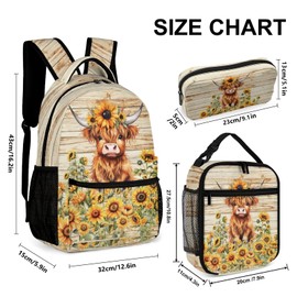 Homieblanket Highland Cow Backpack with Lunch Bag & Pencil Case, 17 in