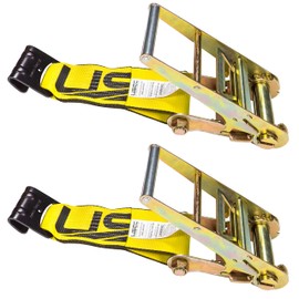 US Cargo Control 4 Inch x 11 Inch Fixed End (2-Pack), Zinc-Coated Ratchet and Black Flat Hook, 5,400 lbs Working Load Limit, 4 Inch Ratchet Strap Fixed Ends for Flatbed Trailers and Trucks