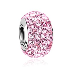 Nenalina Crystal Bead Rose in 925 Sterling Silver, Also Compatible with All Beads Bracelets and Necklaces, 718072-004, Sterling Silver, Crystal