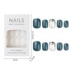 Press On Nails - Blue Glittery, Square Tip, Salon Quality