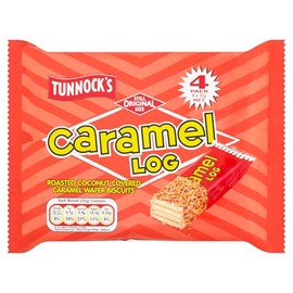 Tunnocks Caramel Logs - 12 Bars Package - Roasted Coconut Covered Caramel Wafer