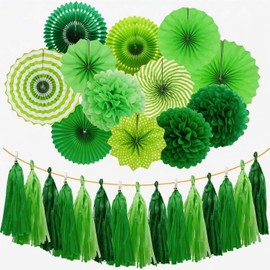 Green Dark Green and Light Green Paper Tassel-Tassels Garland Banner is Perfect for St.Patrick's Day, Birthday, Family Parties, Graduation Engagement Decoration(30PCS)