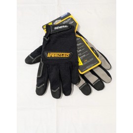 Ironclad Leather Palm Gloves, Straight Thumb, Black, Sz M, 1 Pair GUG-03-M