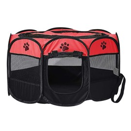XIMINZ Foldable Pet Dog Playpen, Pop Up Portable Cat Playpen, Indoor/Outdoor for Kitten Puppy Play Pen, Cats Crate Tent with Carrying Bag, 600D Oxford (Rose + Black, Large, 8)