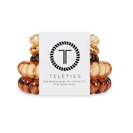 TELETIES - Mixed Spiral Hair Coils - Ponytail Holder Hair Ties for Women - Phone Cord Hair Ties - Strong Grip, No Rip, Water Resistant, No Crease - Small + Large 5 pack - Anything but Basic