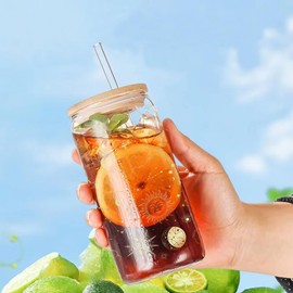 Fenmshairy Sun Moon Magic Eyes Astrolabe Drinking Glass Cup 16 Oz with Bamboo Lid and Straws, Iced Coffee Beer Cocktail Glass Tumbler, Holiday Christmas Birthday Gift for Dad Mom Sister Friends Bestie