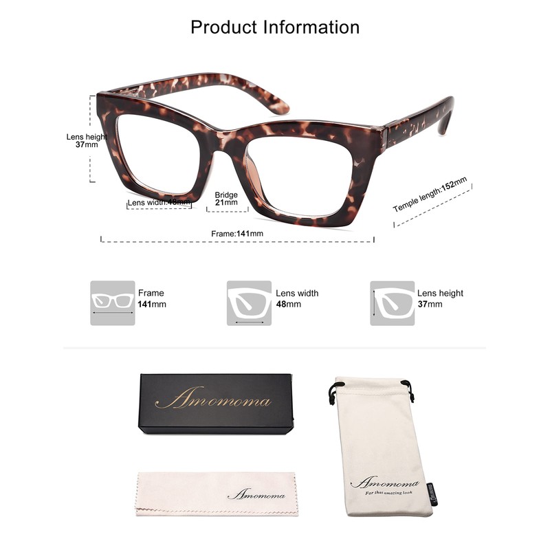 AMOMOMA 3 Pack Trendy Oversized Blue Light Stylish Readers for