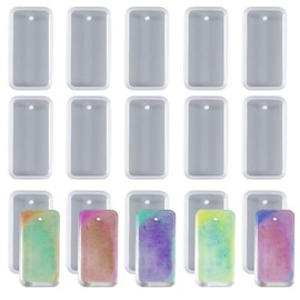 20 PCS Rectangle Jewelry Casting Molds, TuNan Silicone Pendant Keychain Resin Molds with Hanging Hole, Jewelry Making DIY Craft Tools - 66mm x 35mm