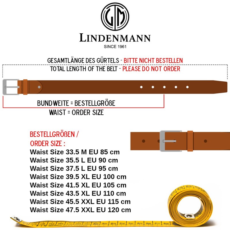 Mens Leather Belt / Mens Belt LINDENMANN, XXL, black, 919