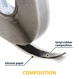 Alenor Butyl Rubber Tape 1/8'' x 3/4" x 33 Feet - Pack of 2 - Repair Rv and Auto, Seal seams, cracks, and holes with the professional finish, roof leaks, plumbing pipes, vents, boats, car window leaks