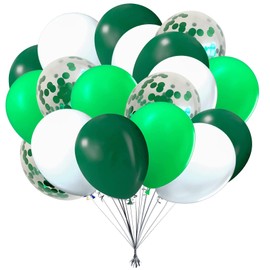 10 inch BIrthday Balloons White Green Light Green and Green Confetti Balloons For Birthday Wedding Anniversary Festival Party Decoration Supplies 50 Pieces