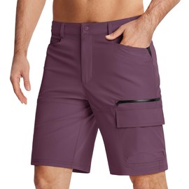 KEFITEVD Shorts for Men Lightweight Cargo Quick Dry Short Summer Outdoor Waterproof Fishing Shorts with Pockets,Purple,40