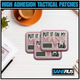 SANSFIUS Put it On My Man's Tab Patch, Father's Day Size 3 Inches Iron On Embroidery Patch for Hats Clothes Backpacks Jeans, DIY Sew On Patches, Fabric Patches, Funny Patches, Gifts for Father Man