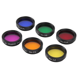 Telescope Filters, 1.25 Inches Moon Filter CPL Filter Five Color Filters Kit 6pcs Filters Set for Enhance Lunar Planetary Views Reduce Light