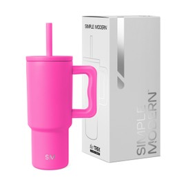 Simple Modern Kids 24 oz Tumbler with Handle and Silicone Straw Lid | Spill Proof and Leak Resistant | Reusable Stainless Steel Bottle | Gift for Kids Boys Girls | Trek Collection | Raspberry Vibes