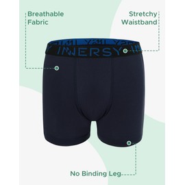 INNERSY Underwear for Boys Breathable Teen Boxer Briefs Size 12-14 for Kids 5-Pack(L(12-14 yrs), Dark)